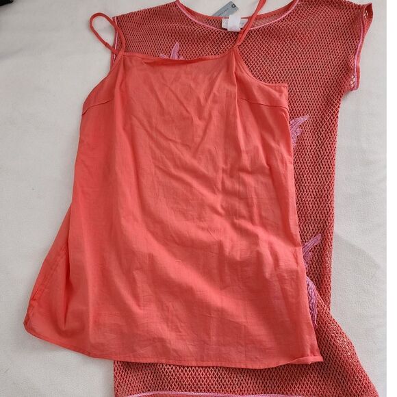 Corey Lynn Calter Coral Pineapple Cover-Up Dress with Slip Petite M/L - Picture 5 of 7